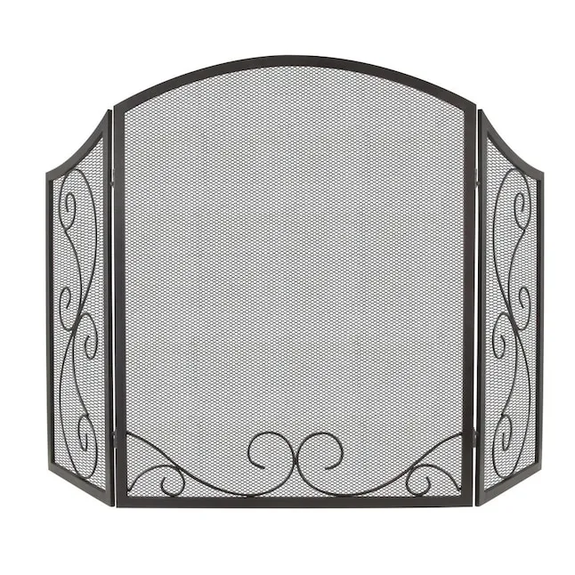 Pleasant Hearth 11-in Black Steel 3-Panel Scroll Fireplace Screen Lowes.com