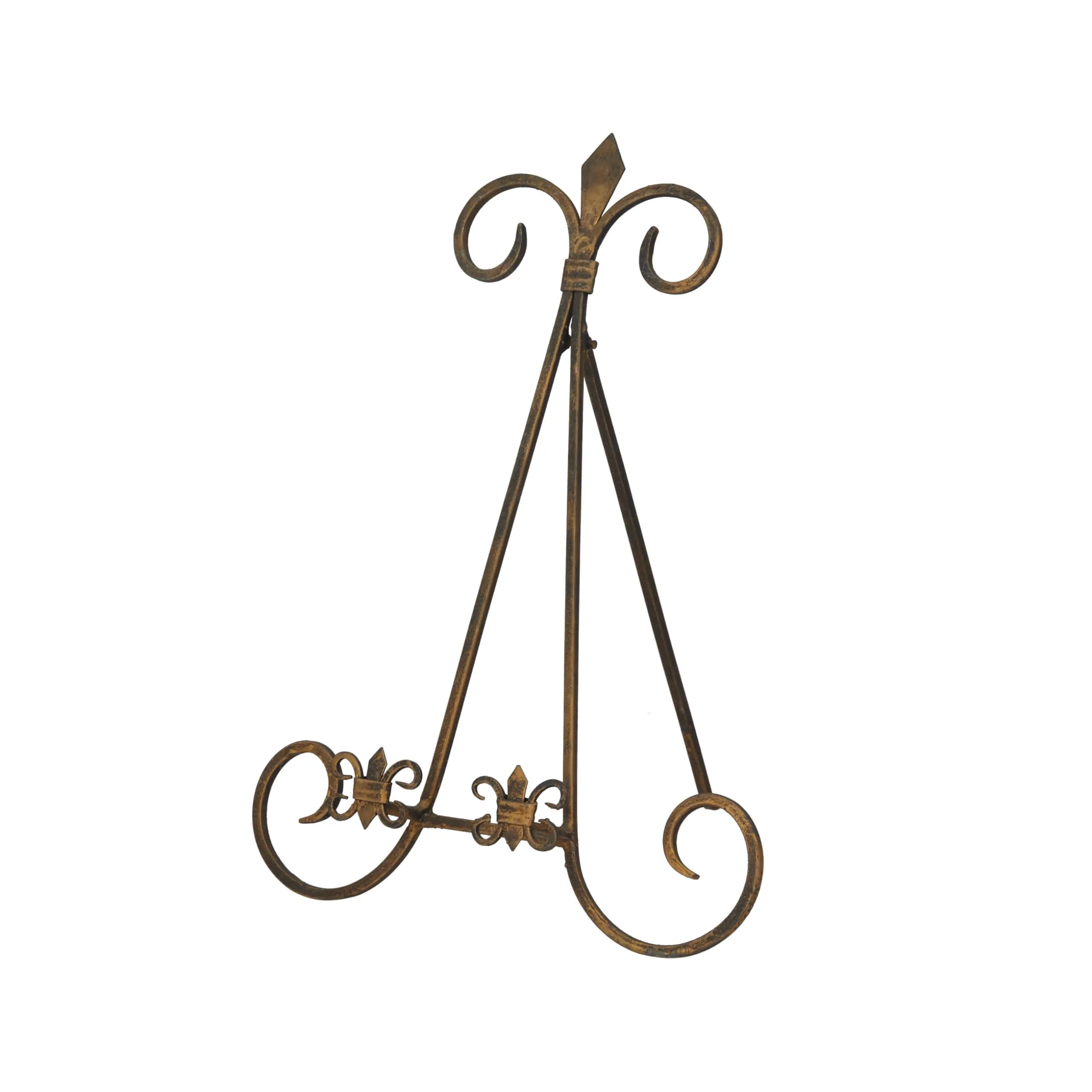 16 Inch Metal Easel  Gold with Fleur De Lis