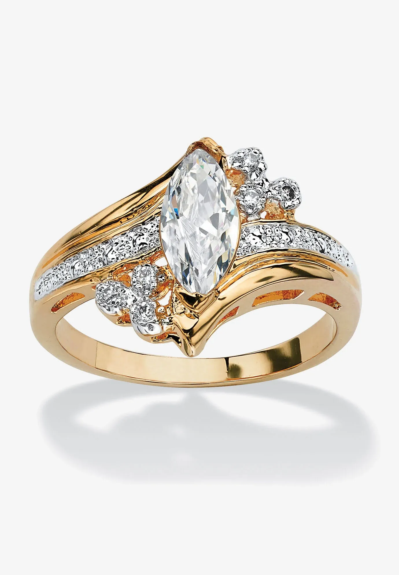 14k Gold Overlay Marquise-Cut Cubic Zirconia Solitaire Ring