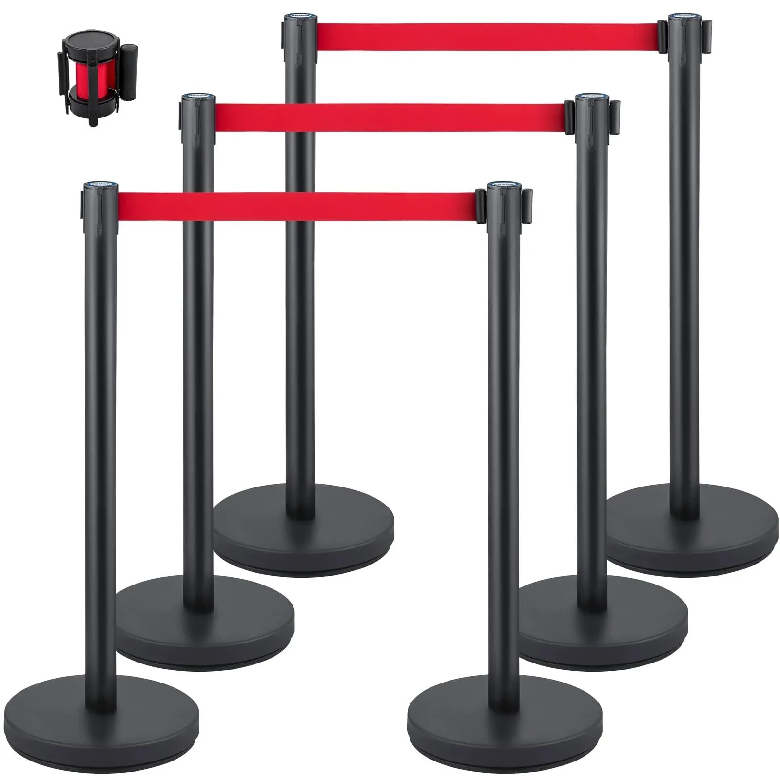 VEVOR Crowd Control Stanchion, Set of 6 Pieces Stanchion Set, Stanchion Set W 6.6 ...