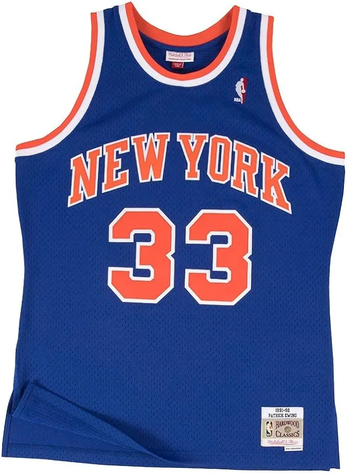 "Men's Patrick Ewing Blue New York Knicks Hardwood Classics 1991 Hyper Hoops Swingman Jersey"