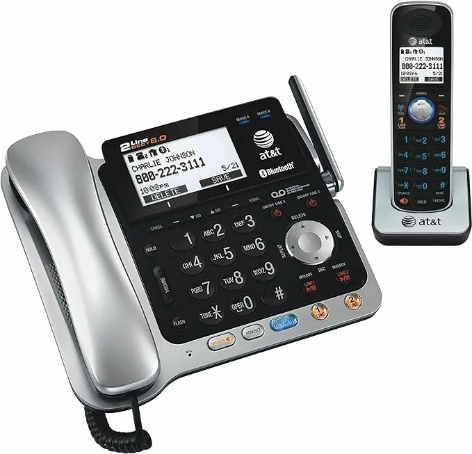 AT&T DECT 6.0 2-Line Corded/Cordless Bluetooth Phone System TL86109