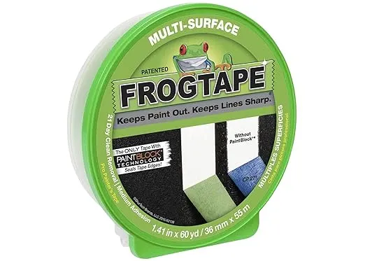 FROGTAPE 1358463 Multi-Surface Painter's Tape with PAINTBLOCK, Medium Adhesion, 0.94" Wide x 60 Yards Long, Green, Original