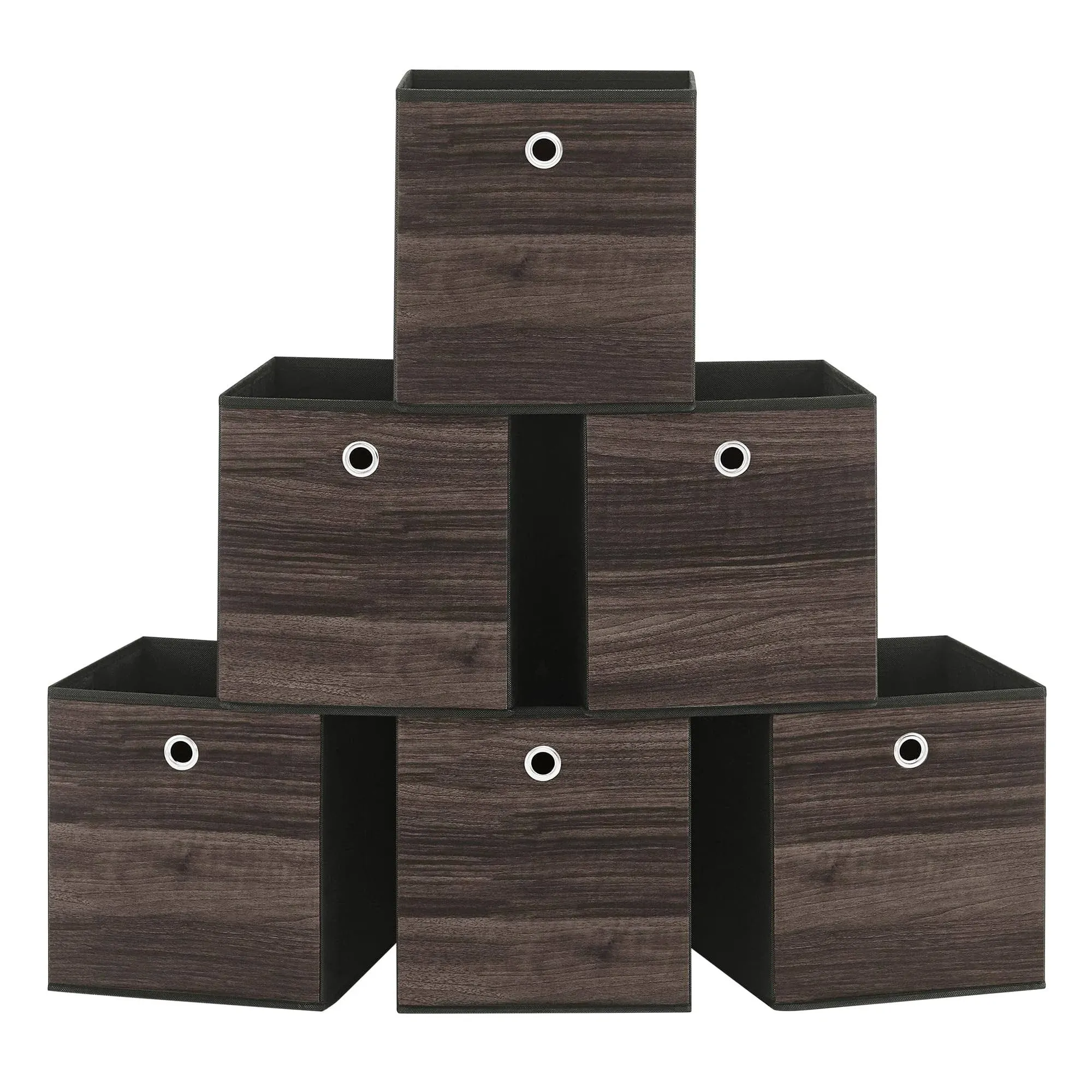 SONGMICS Set of 6 Storage Cubes 10.2 x 10.2 x 11 Inches Chestnut Brown