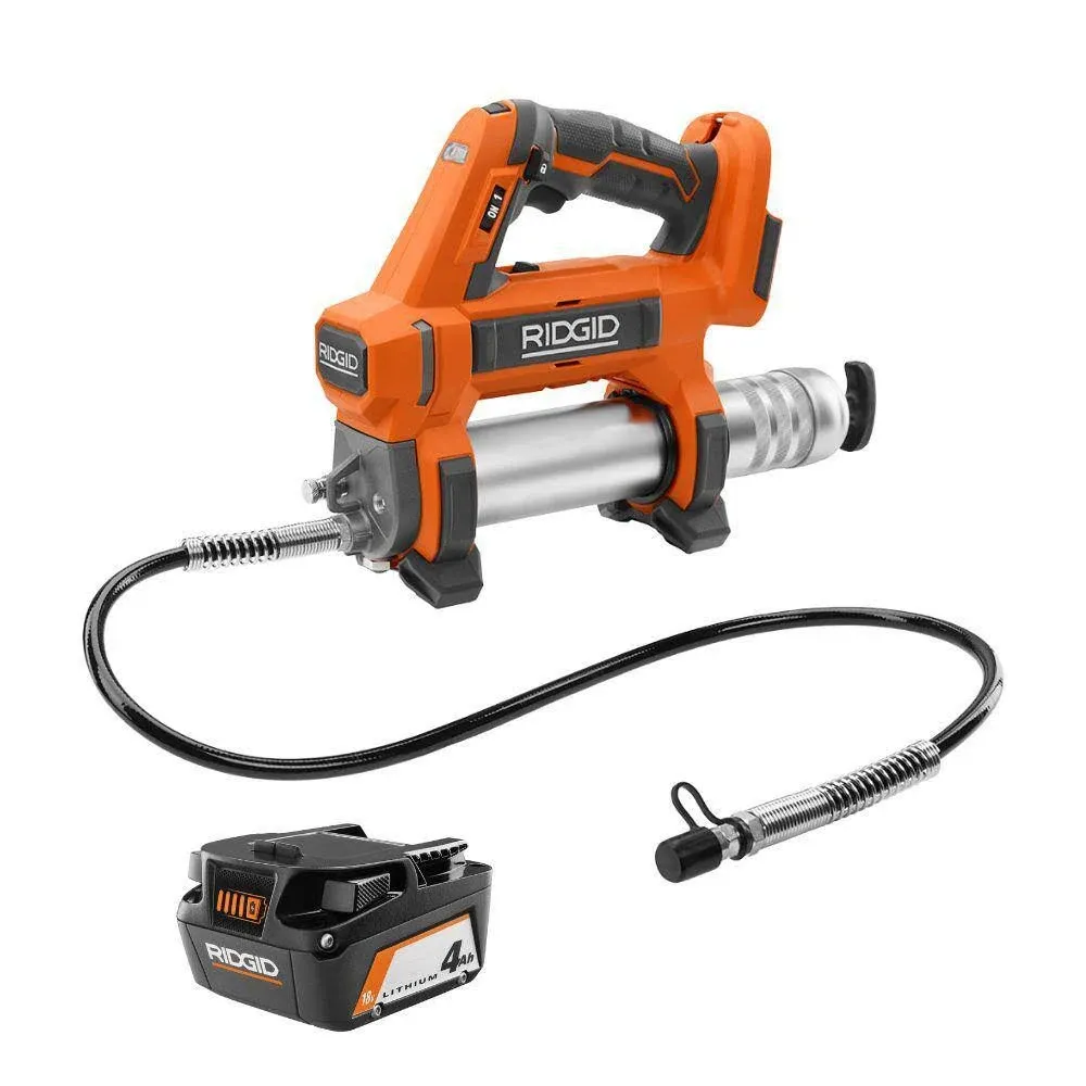 Ridgid 18V Cordless Grease Gun with 18V Lithium-Ion 4.0 Ah Battery