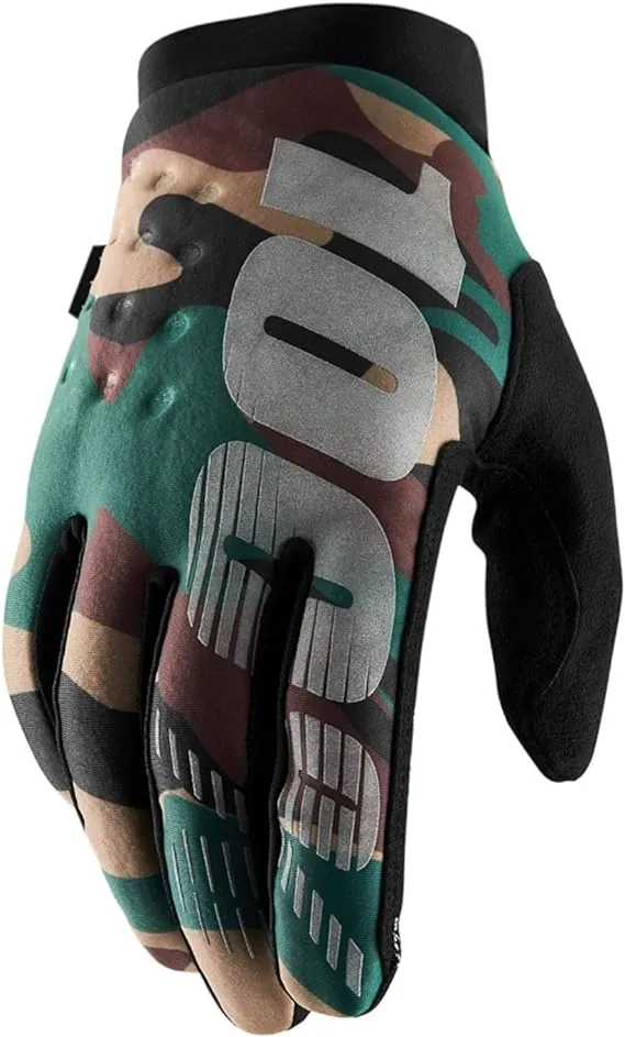 100% Brisker Cold Weather Motocross &amp; Mountain Bike Gloves Camo/Black LARGE