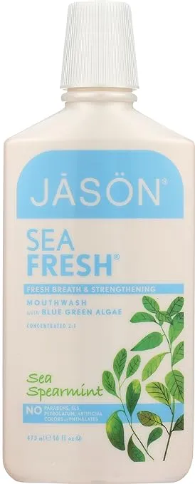 Jason Sea Fresh Mouthwash, Strengthening, Sea Spearmint - 473 ml