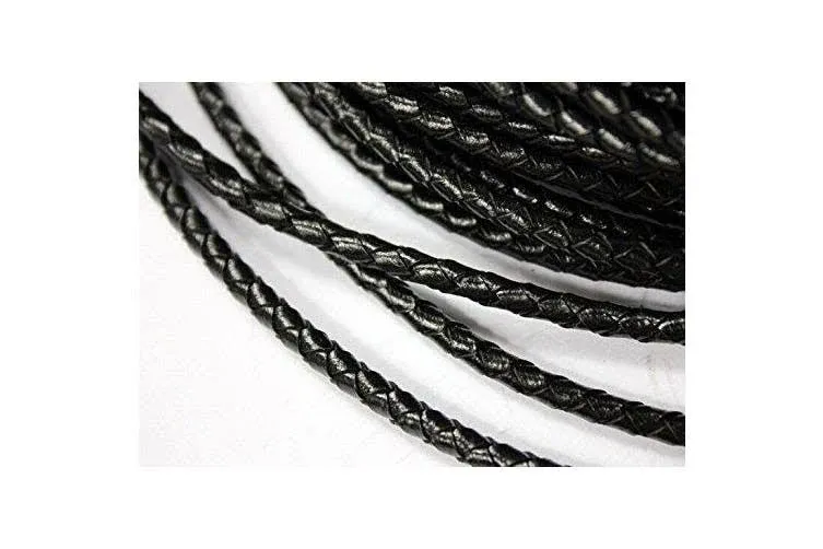 shapesbyX 5 Yards 4mm Braided Leather Strap Round Leather Cord for Jewelry Making ...