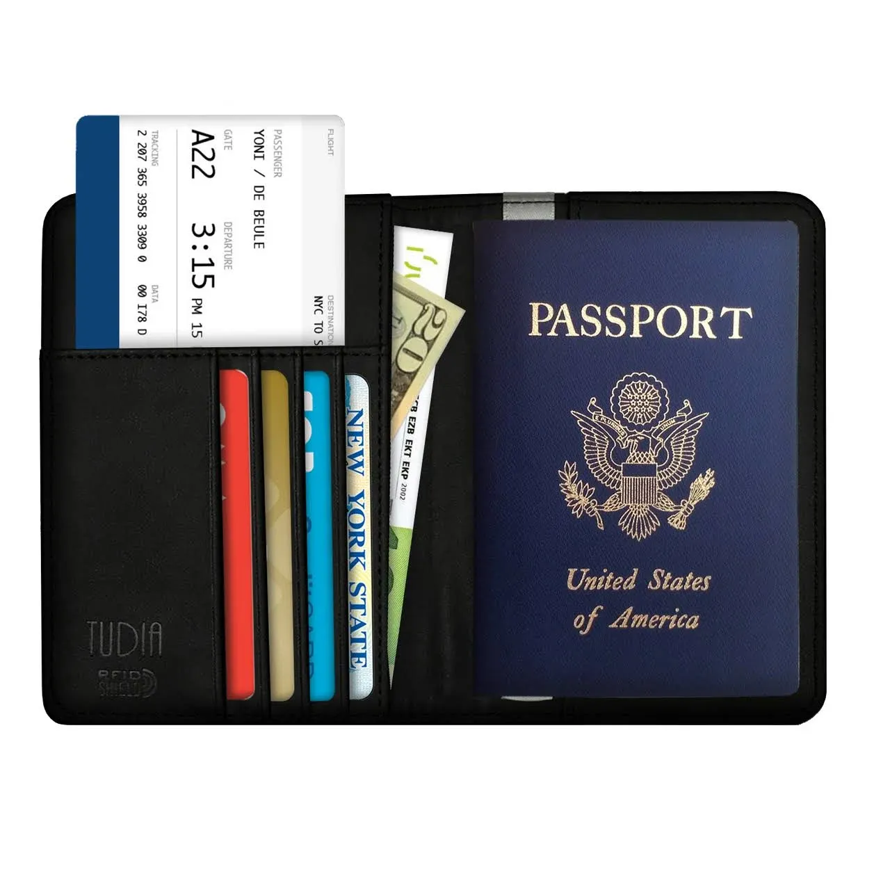 RFID Blocking Passport Case, TUDIA Genuine Leather Passport Holder Cover Travel