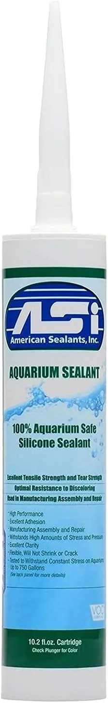 ASI Clear Aquarium Silicone Sealant - 10.2 Fluid oz Cartridge JJ316154