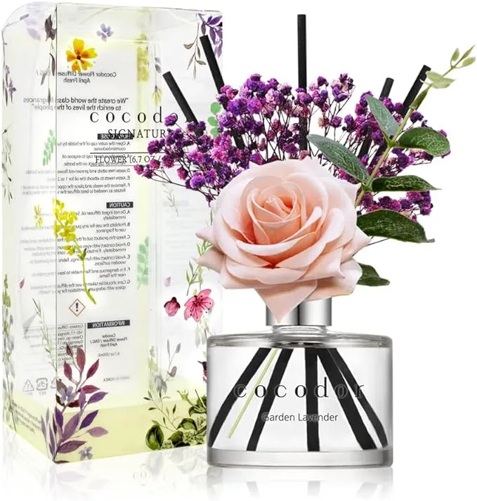 COCODOR Preserved Real Flower Reed Diffuser/Garde<wbr/>n Lavender / 6.7oz(200ml) / 2