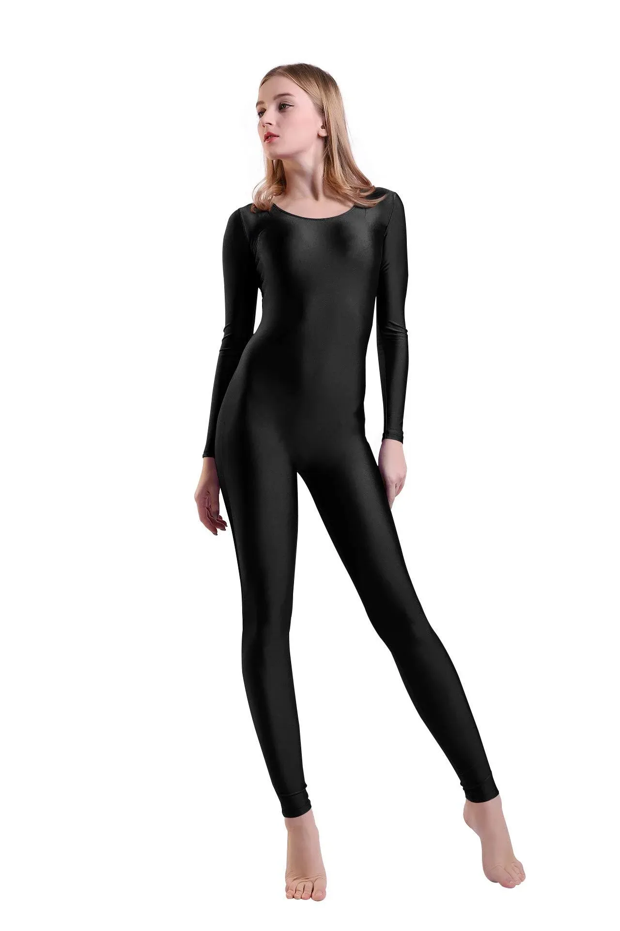 Kepblom Women's Long Sleeve Scoop Neck Unitard Spandex Bodysuit for Dance ...