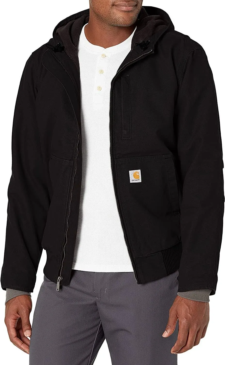 Carhartt Men's Full Swing Loose Fit Washed Duck Fleece-Lined Active Jacket