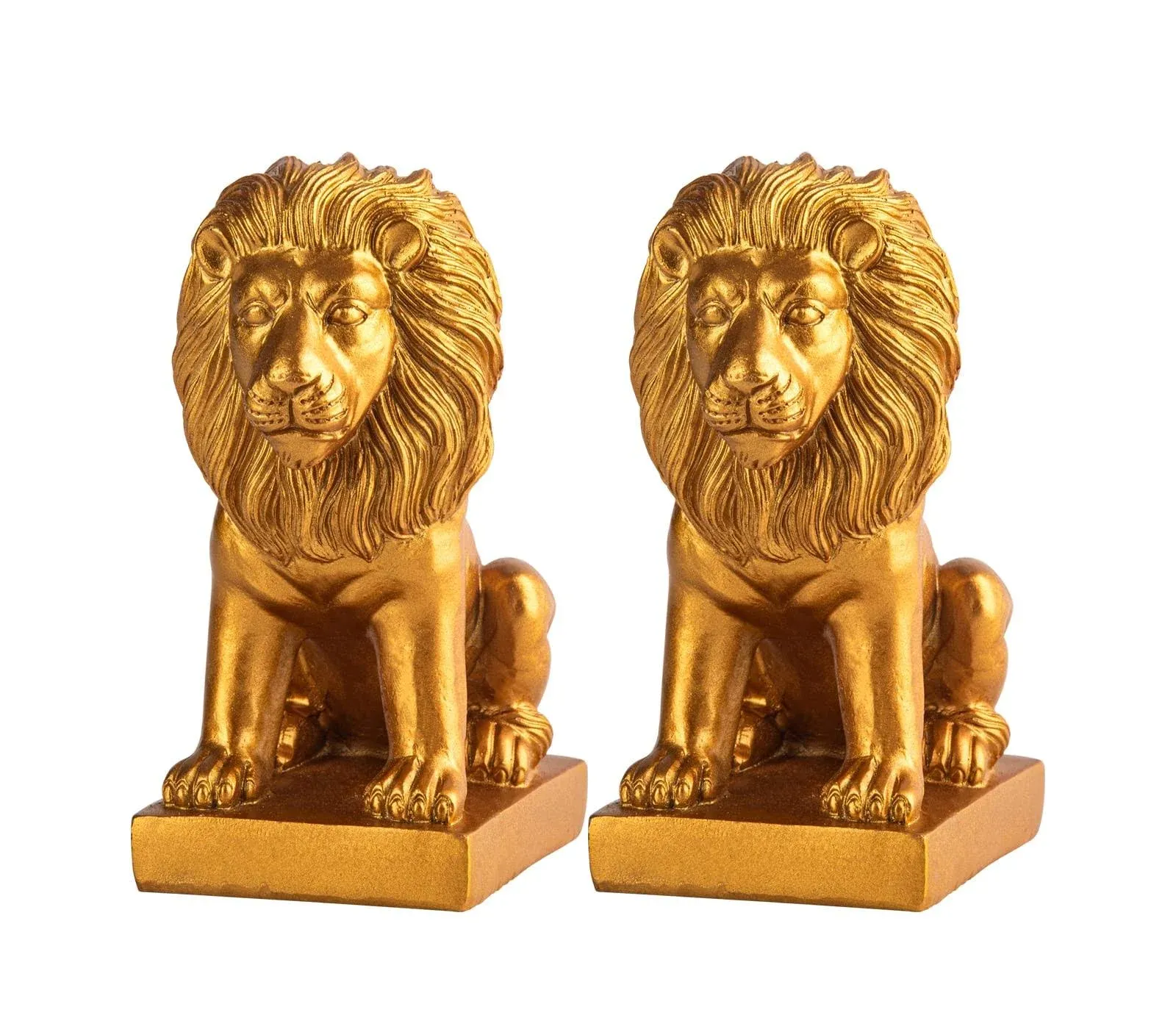 Lion Book Ends for Home Decorative 2 Golden Bookends Bookcase Decoration Book Ends to Hold Books Heavy Duty Bookends for Shelves Vintage Antiq Nonskid Shelves