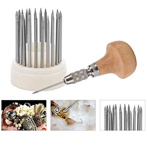 23 Pieces Jewelry Engraving Tools, Diamond Bead Tools, Metal Beading Tools Set Engraving Bead Tools Diamond Stone Bead Setting Engraving Tools for DIY Craft Jewelry Making