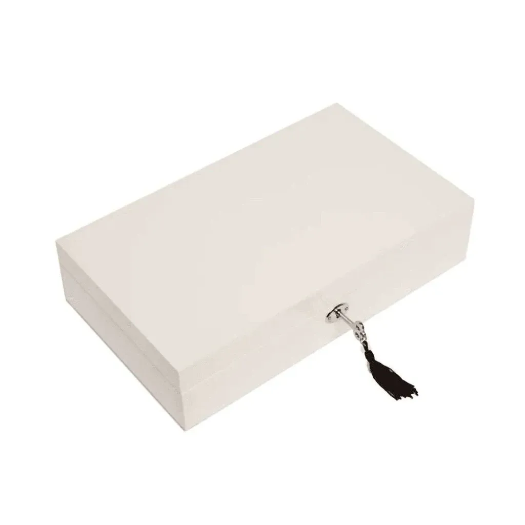 Single Hinged Jewelry Box White