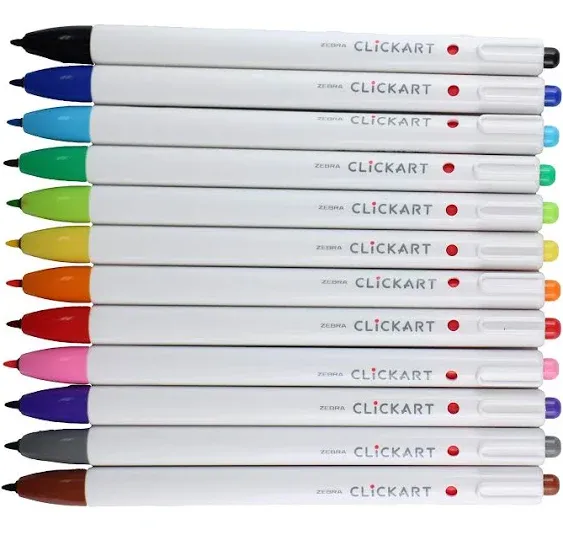 Zebra ClickArt Knock type water base pen, Standard 12 color set （WYSS22-12CST）