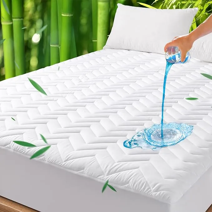 Waterproof Bamboo Mattress Pad Quilted Protector Deep Fitted Pocket Cover New