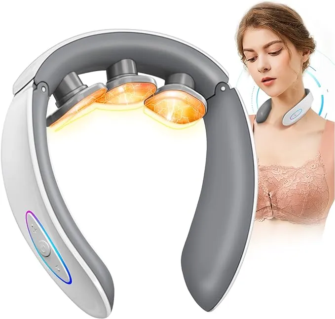 Electric Pulse Neck Massager for Pain Relief with Heat 6 Modes 9 Levels Cordless Deep Tissue Trigger Point Neck Relax Massager for Women Men Gifts (FSA or HSA Eligible)