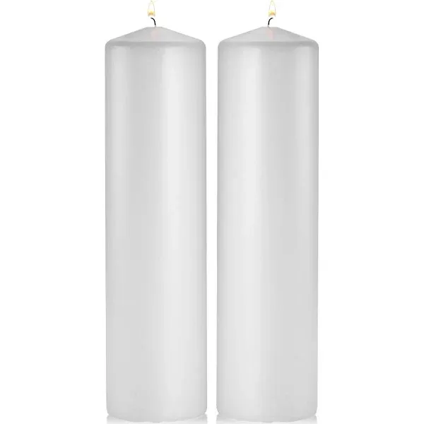 White Pillar Candles - Set of 2 Unscented Pillar – 3X12 Inches for Wedding Cente