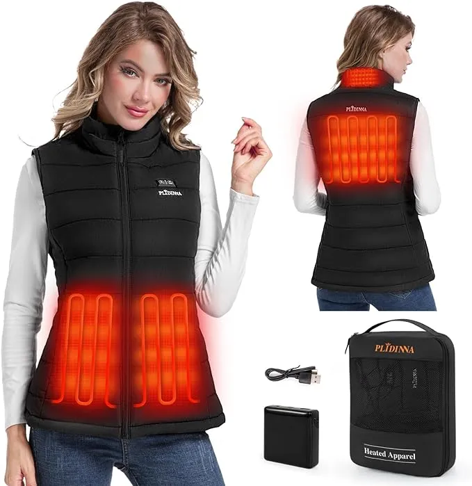 Women's Heated Vest With Battery Pack 7.4V, Lightweight Warm Electric Heating Vest for Hunting,Outdoor Sports