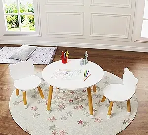 UTEX Kids Wood Table and Chair Set, Kids Play Table with 2 Chairs,3 Pieces Ki...