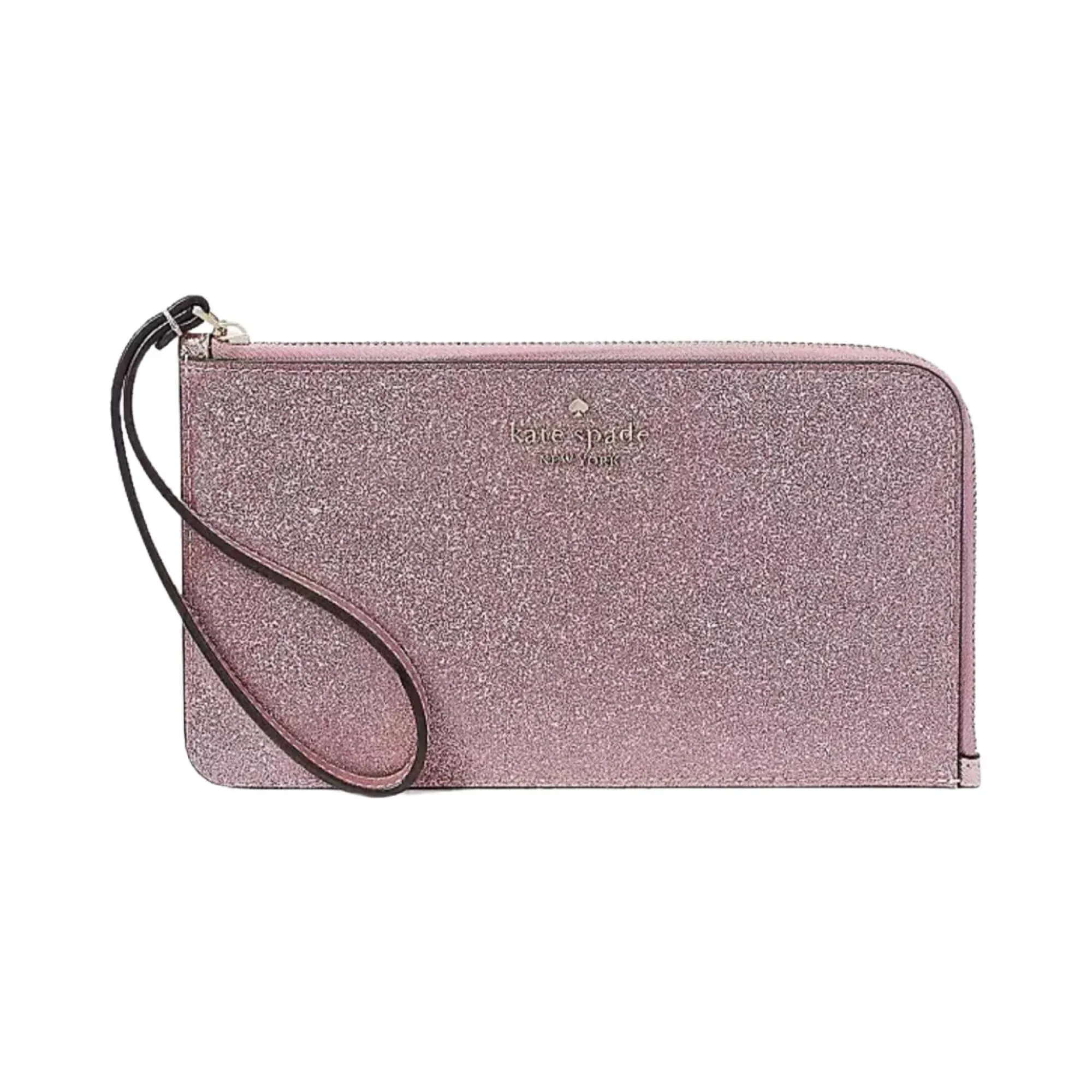 Kate Spade Lucy Glitter Medium L-Zip Wristlet (Mitten Pink)