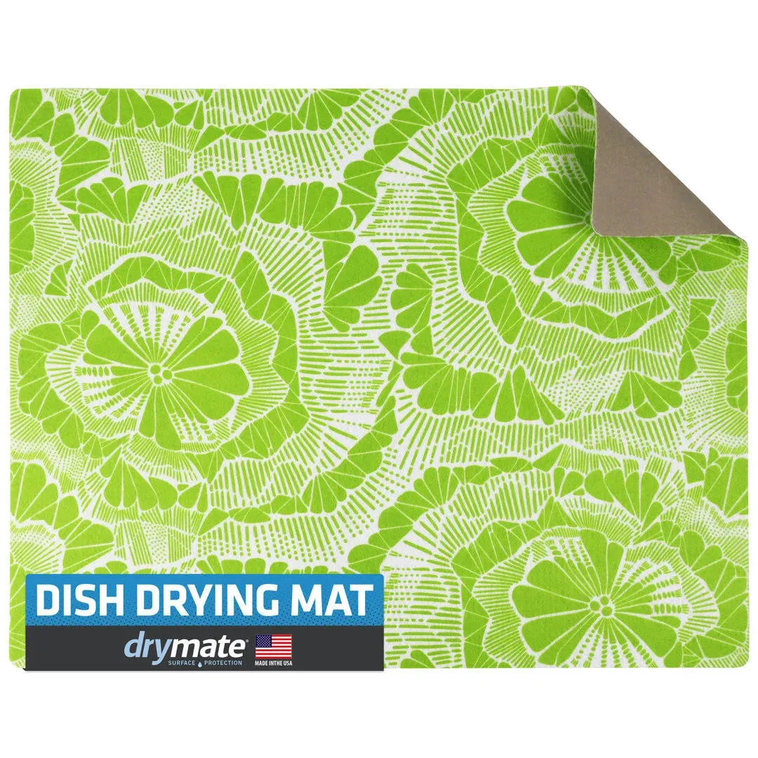 Low-Profile Dish Drying Mat - Thin, Absorbent, Waterproof, Machine Washable Drymate