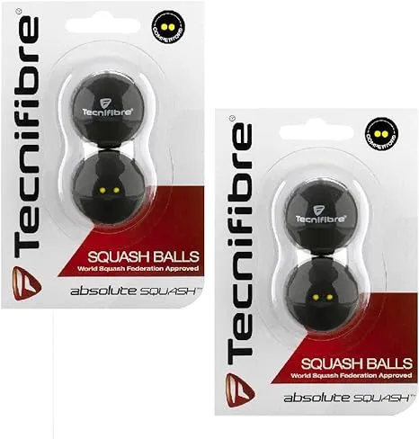 Tecnifibre Double Yellow Dot Squash Balls - 4 Pack