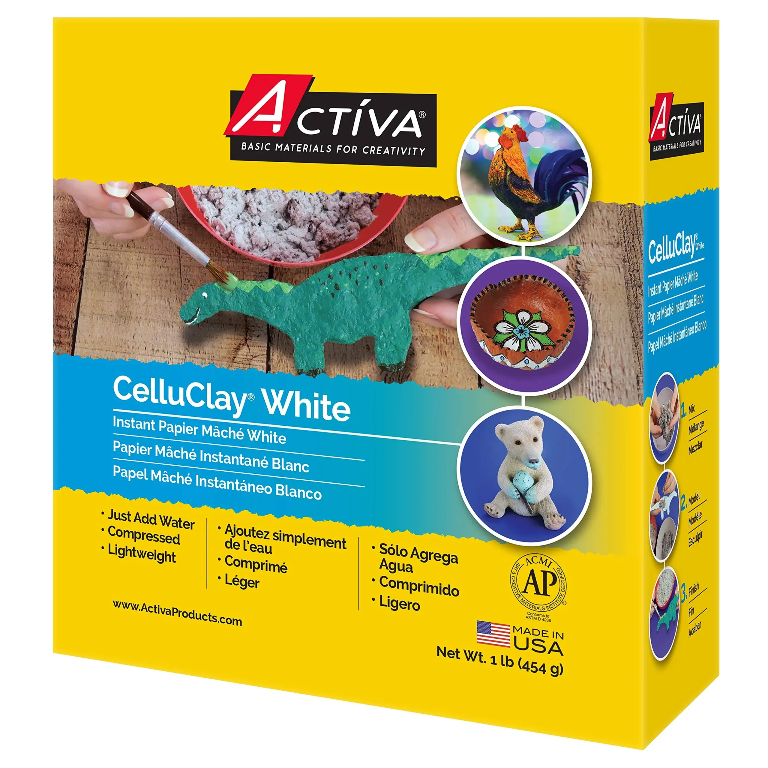 ACTIVA CelluClay Instant Papier Mache 1 pound White