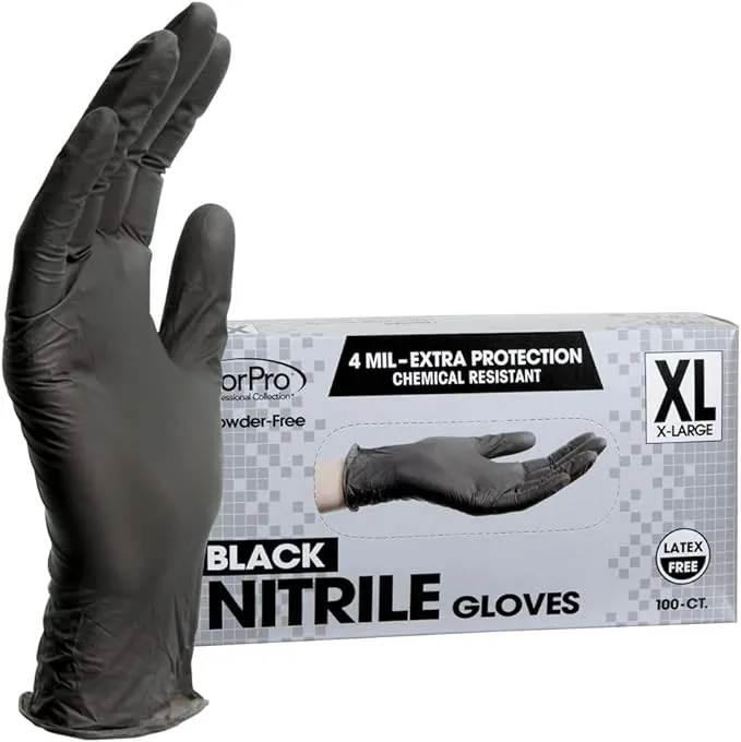 ForPro Professional Collection Disposable Nitrile Gloves, Chemical Resistant, Powder-Free, Latex-Free, Non-Sterile, Food Safe, 4 Mil, Blue, X-Large, 100-Count