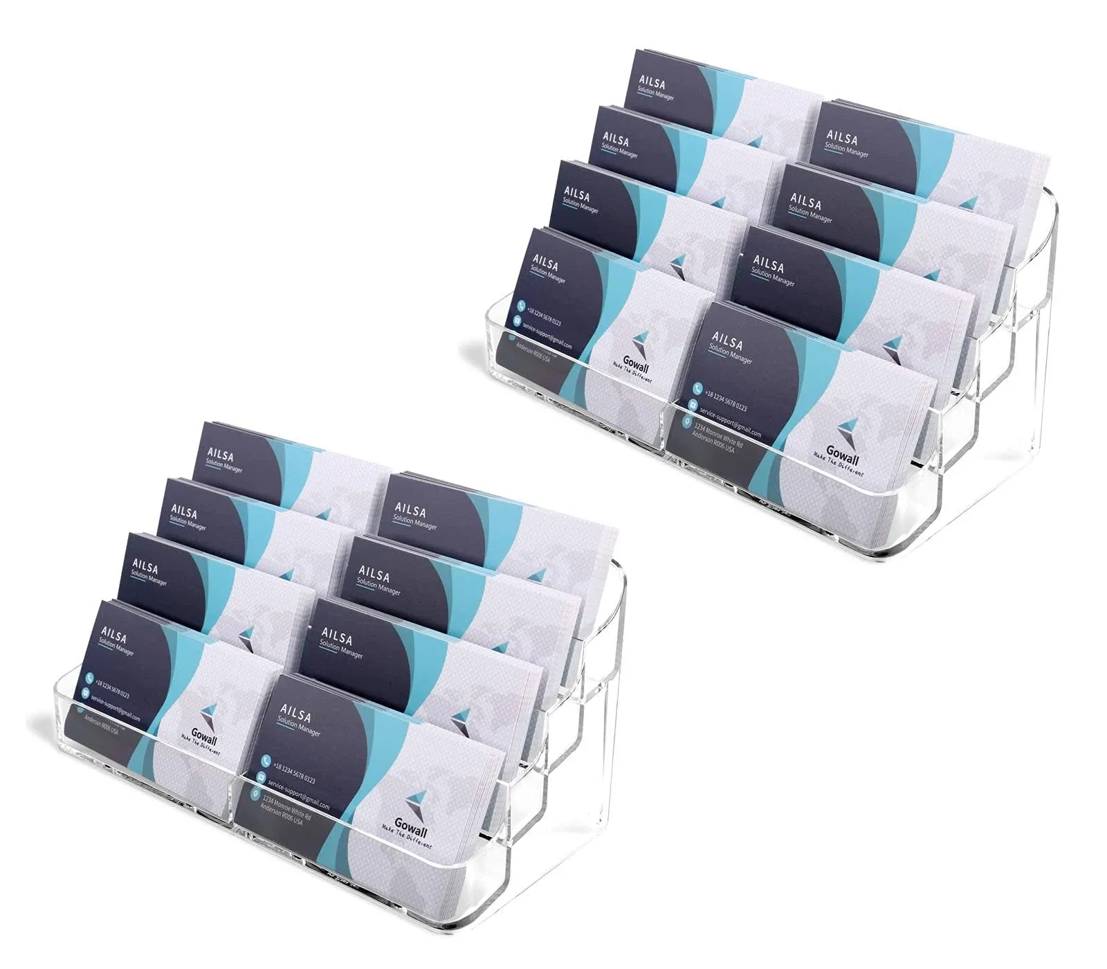 Gowall Business Card Holder,8 Pocket Acrylic Business Card Holder for Desk Clear