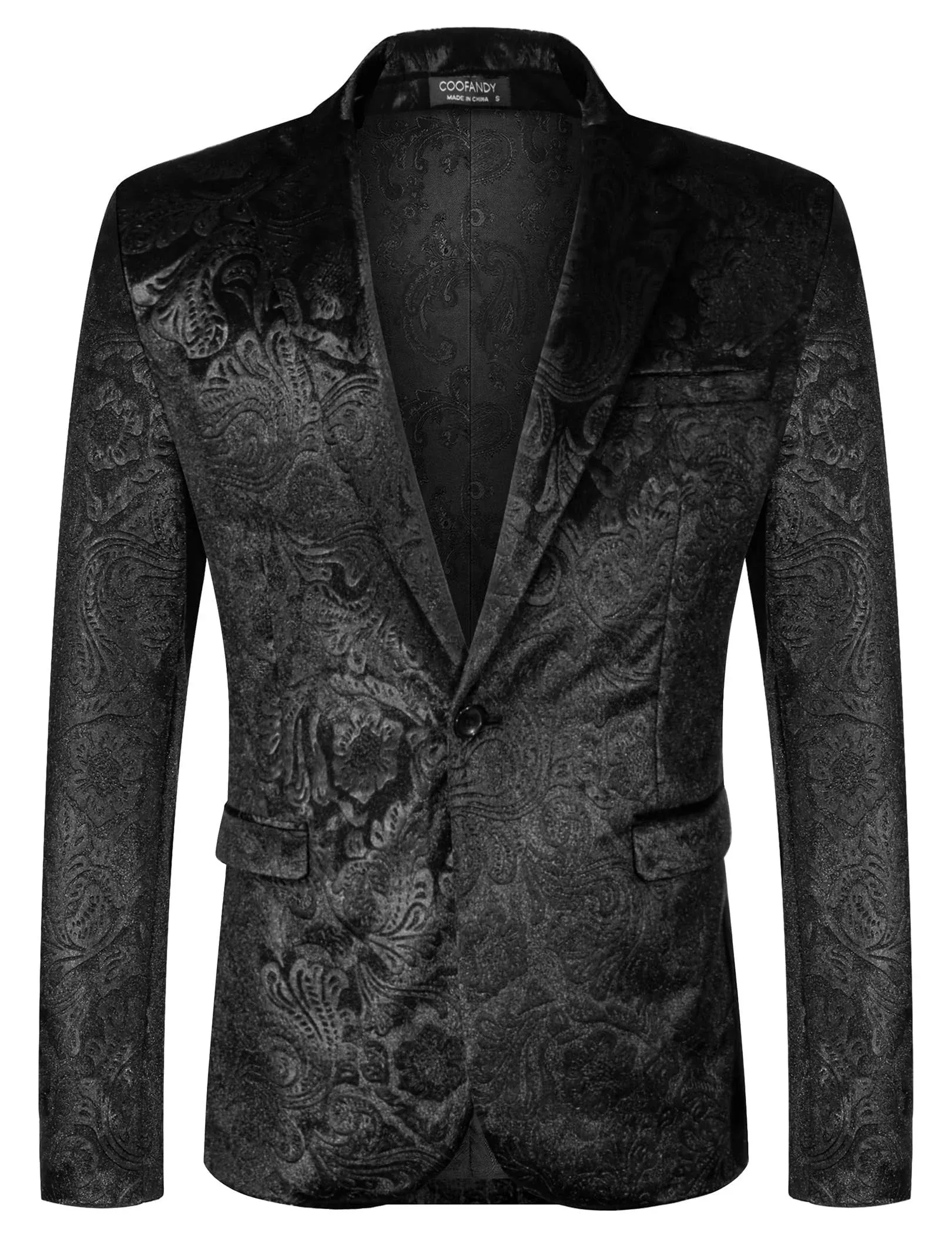 COOFANDY Men's Velvet Blazer Notched Lapel Velour Suit Jacket One Button Tuxedo Jackets for Wedding Prom Party Dinner