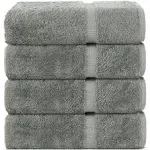 Chakir Turkish Linens Hotel & Spa Quality, Highly Absorbent 100% Turkish Cotton Bath Towels (4 Pack, GRAY)