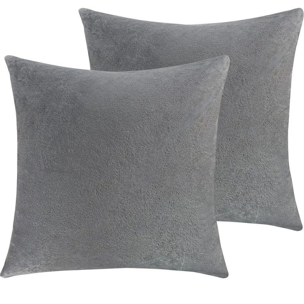 NTBAY Zippered Velvet Square Throw Pillow Covers, 2 Pack Super Soft and Luxury ...