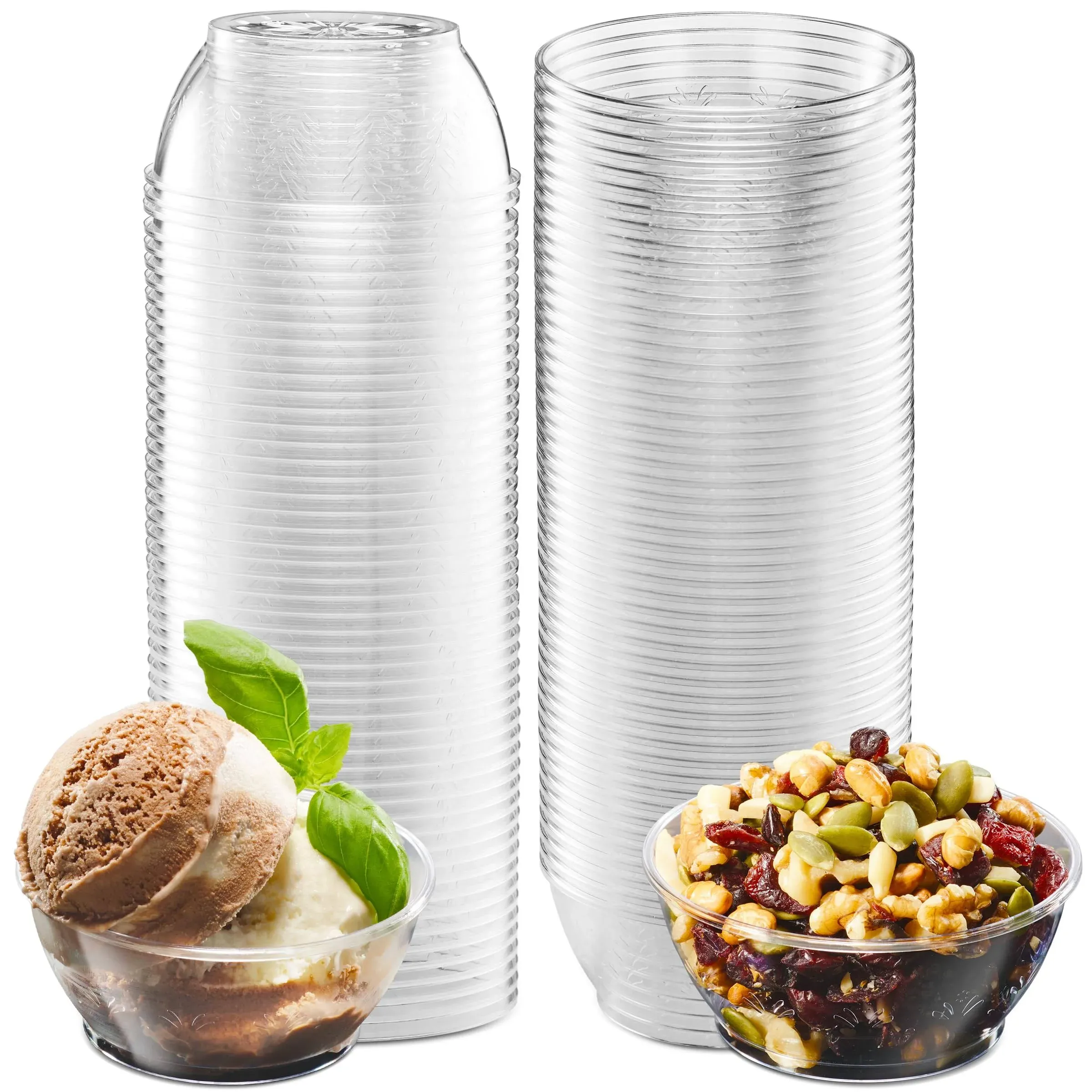 Clear Mini Plastic Bowls - (Bulk 100 Pack) 6 Oz Disposable Premium Hard Plastic Dessert Bowls for Serving, Weddings, Catering, Parties, Ice Cream, Home or Event Party Supplies
