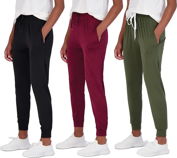 3 Pack: Women's Ultra-Soft Lounge Joggers Sweatpants Athletic Yoga Pants with Pockets (Available in Plus)