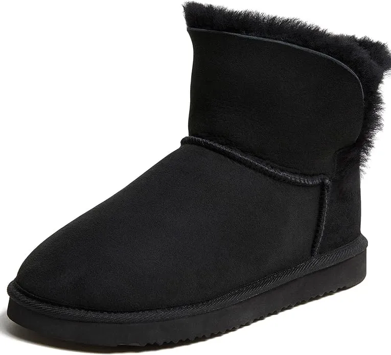 Dearfoams Women's Fireside By Perth Genuine Shearling Foldover Boot