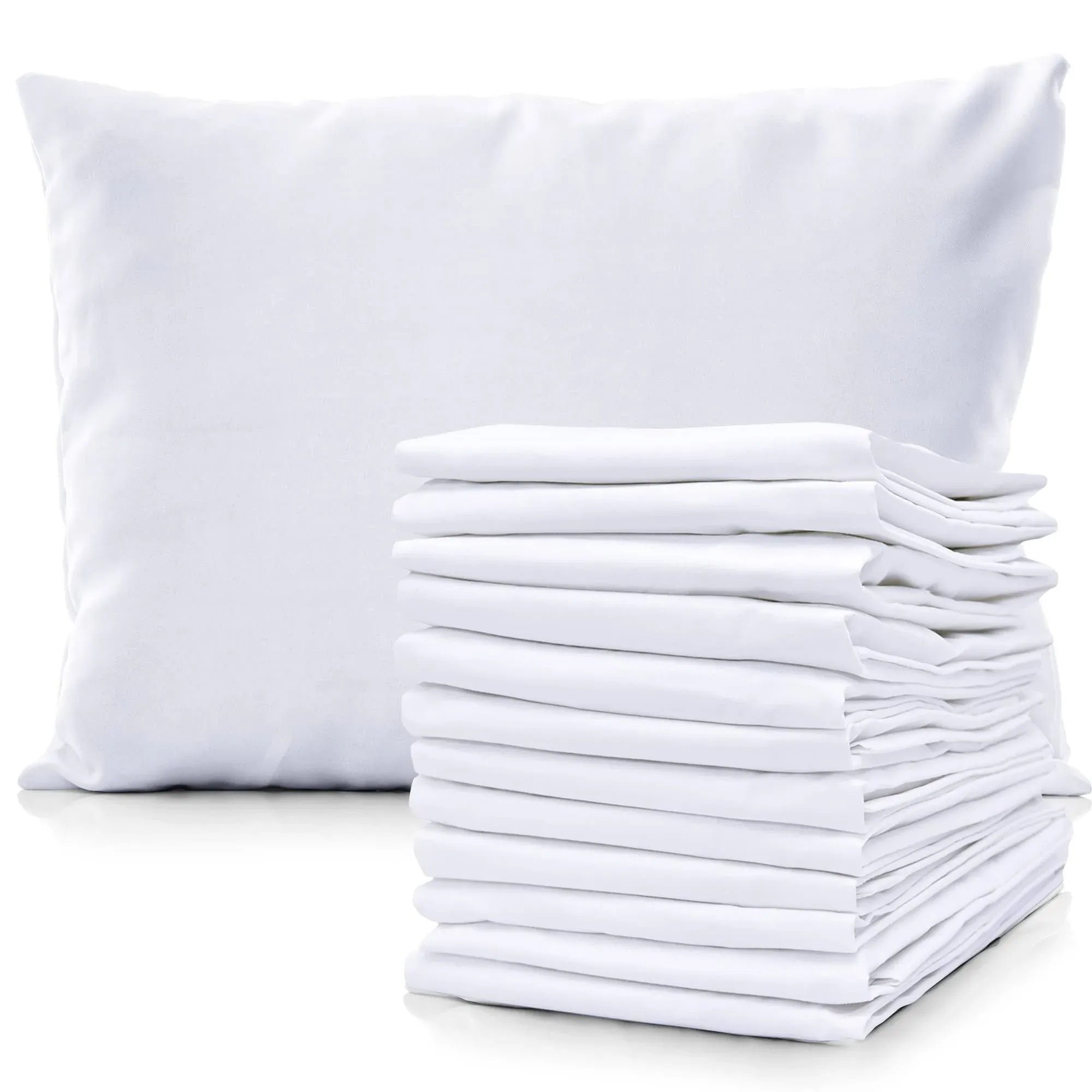 Pacific Linens Pillowcases White 12 Pack 200 Thread Count Percale Fabric Hotel Linen Size (King)