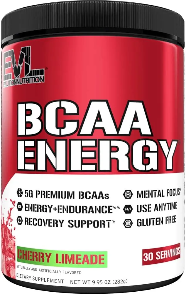 Evlution Nutrition BCAA Energy - Suplemento de aminoácido energizante de alto rendimiento para el desarrollo muscular, recuperación, resistencia y energía en cualquier momento, preentrenamiento, postentrenamiento, o durante el entrenamiento ., FID46076,