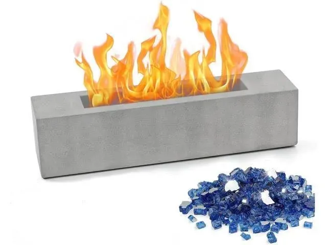 Brian & Dany Tabletop Fire Pit, Concrete Table Top Firepit for Indoor & Outdoor ...