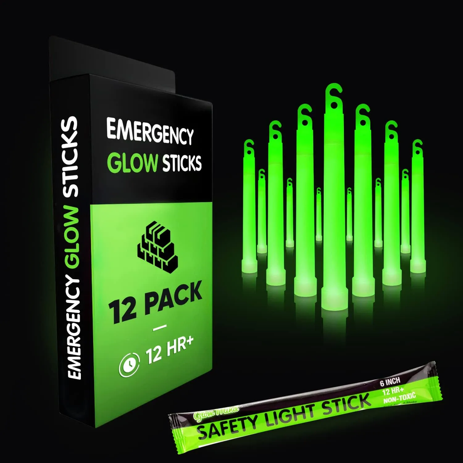 Emergency Glow Sticks Bright Light Ultra Survival Camping Cyalume Lot ,12 Hour