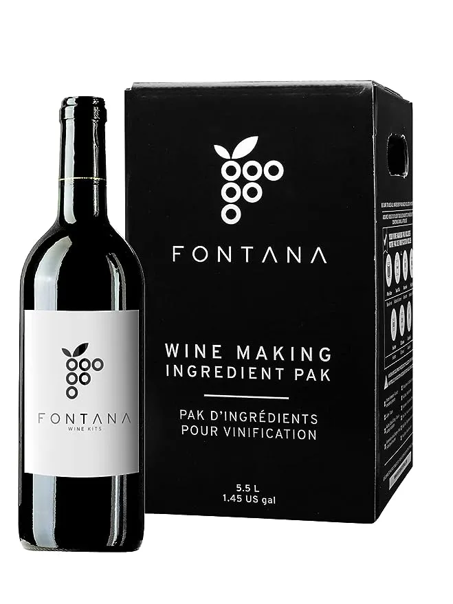 Fontana Pinot Noir Wine Kit | Wine Making Ingredient Kit - 6 Gallon Wine Kit | Premium Ingredients for DIY Wine Making | Makes 30 Bottles of Wine