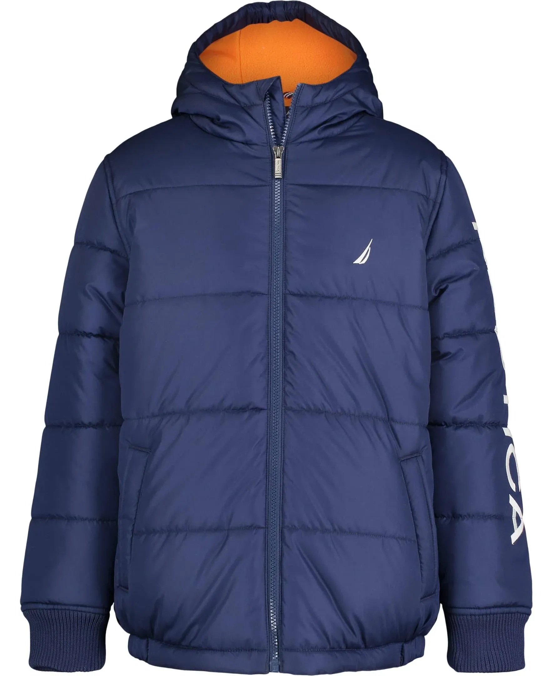 Nautica Boys 4-7 Sail Hooded Bubble Jacket with Polar Fleece Lining