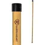 Karma Heart 5ft Natural Bamboo Yoga Stick: Mobility Stick & Stretch Bar with Super Sturdy Rubber Ends - Versatile Exercise Stick & Yoga Bar for Yoga