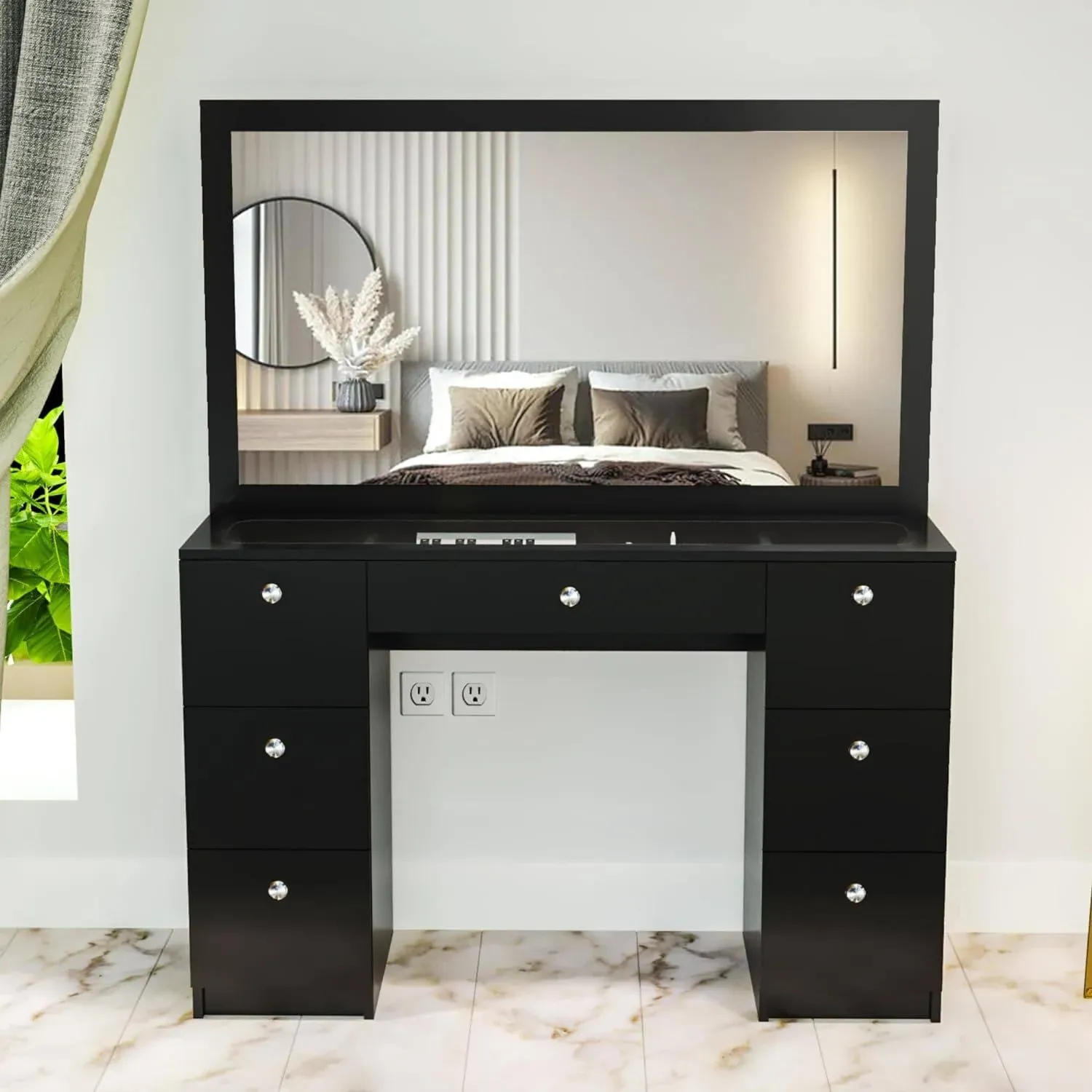 Venus Modern Vanity Table, Black Finish, for Bedroom