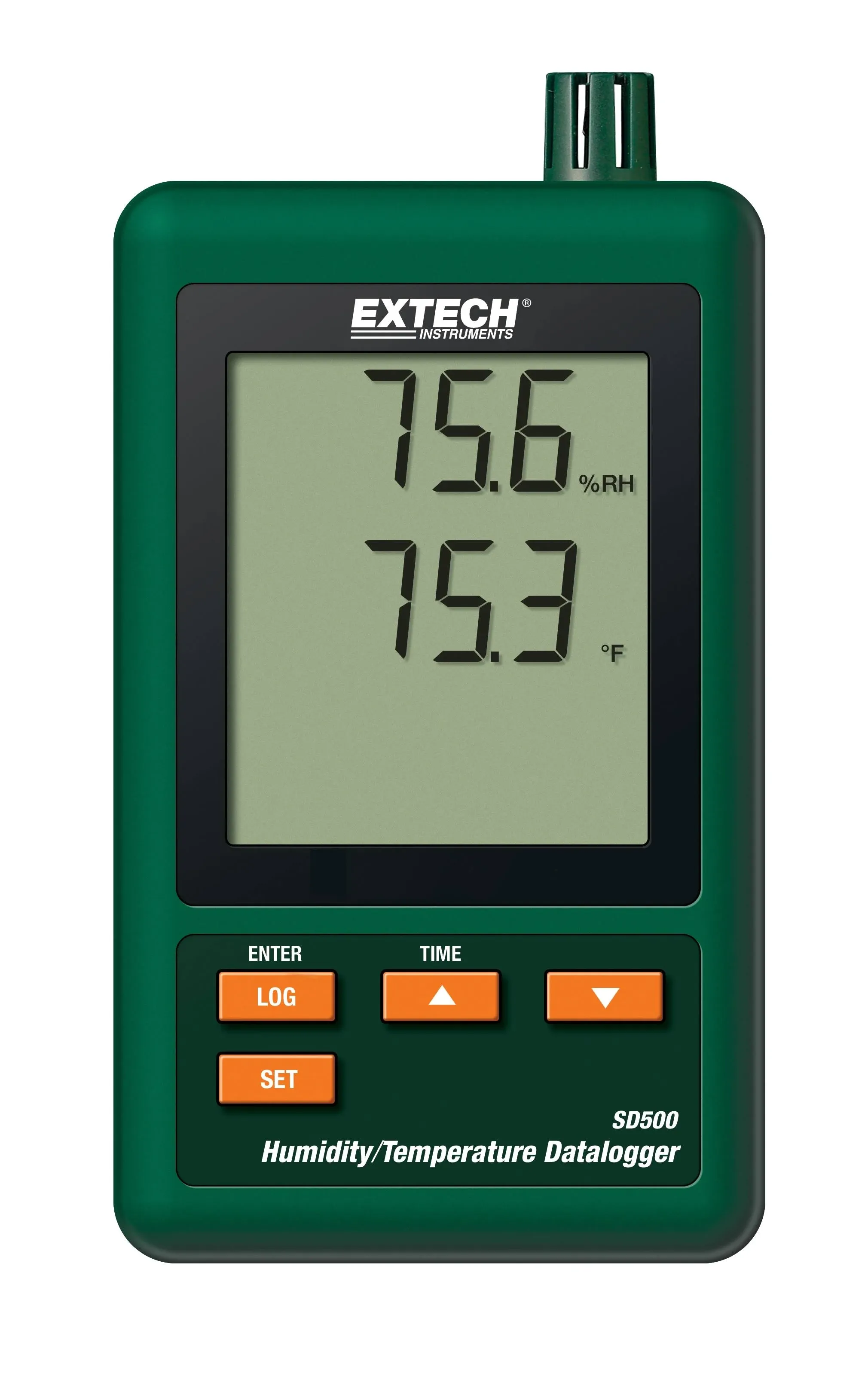 EXTECH Data Logger: 10%to 90% Relative Humidity Measured, 32°F to 122°F, 0°C to 50°C, SD500, RS-232