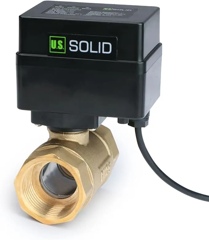 1/2" Motorized Ball Valve - Brass Electric Ball Valve with 3 Indicator Lights - 2 Wire Auto Return, Normally Closed, 9-36V AC/DC by U.S. Solid