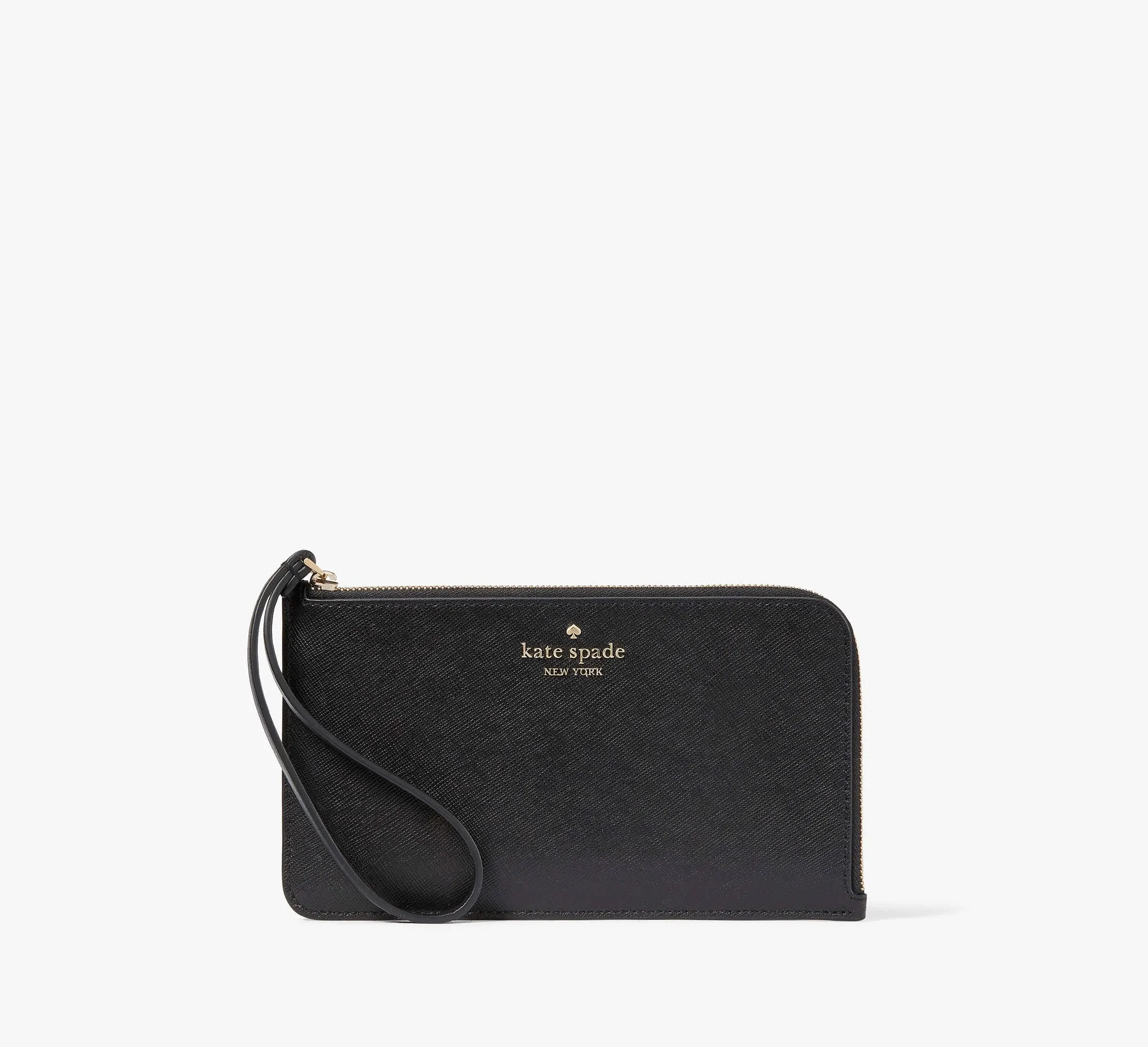 Kate Spade Lucy Medium L Zip Wristlet Black Leather KD546 New