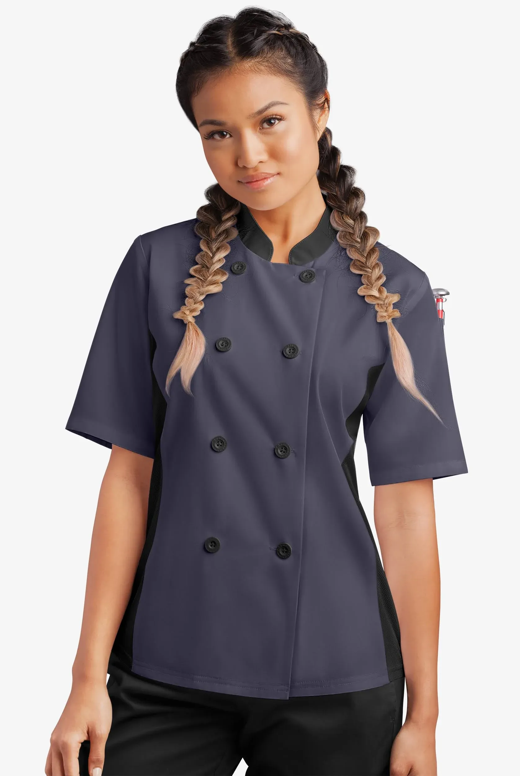 Women’s Chef Coat with Mesh Side Panels (XS-3X, 4 Colors)